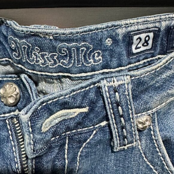 Women's Miss Me Jeans with black and white cow print pockets - Picture 2 of 3